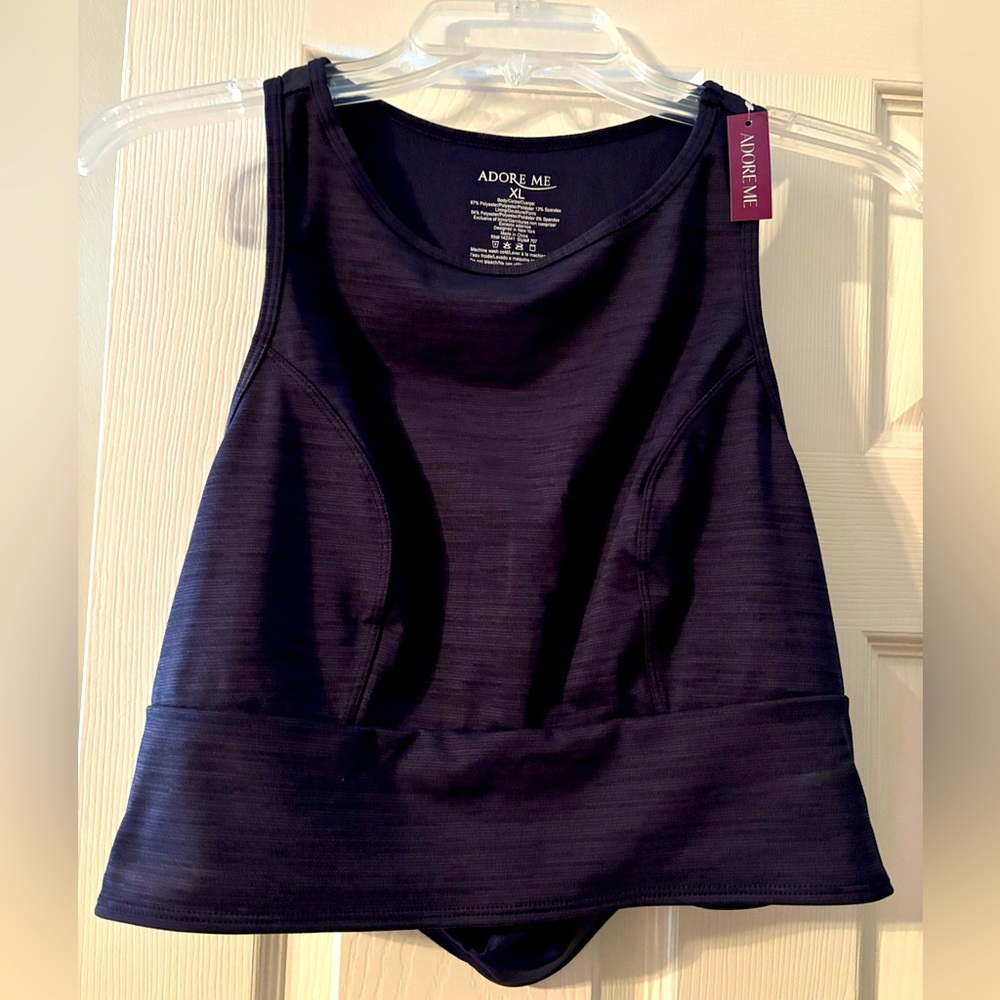 New with tags. Adore Me navy blue workout top. Size XL.